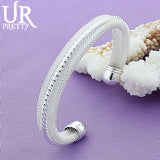 925 Silver Woven Mesh Bangle Bracelet Women's Jewelry Wedding Party Gift