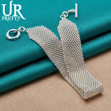925 Silver Woven OT Chain Bracelet For Men Women Wedding Party