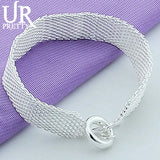 925 Silver Woven OT Chain Bracelet Wedding Engagement Party Jewelry