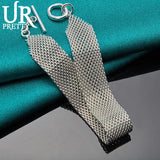 925 Silver Woven OT Chain Bracelet For Men Women Wedding Party