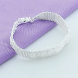 925 Silver Woven OT Chain Bracelet Wedding Engagement Party Jewelry