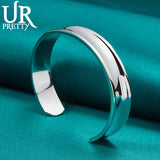 925 Sterling Silver Adjustable Bangle Bracelet for Men Women