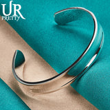 925 Sterling Silver Adjustable Bangle Bracelet for Men Women