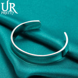 925 Sterling Silver Adjustable Bangle Bracelet for Men Women