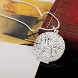 925 Silver Flower Frame Necklace 16-30 Inch Chain Wedding Jewelry