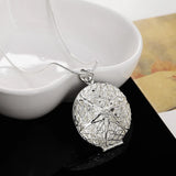 925 Silver Flower Frame Necklace 16-30 Inch Chain Wedding Jewelry