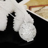 925 Silver Flower Frame Necklace 16-30 Inch Chain Wedding Jewelry