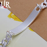925 Sterling Silver Mens Geometric Bracelet 10MM Chain Jewelry