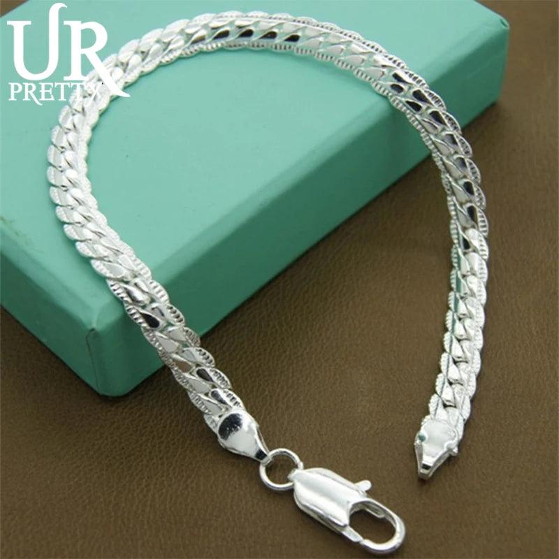 925 Silver Unisex 5MM Snake Chain Bracelet w/ Lobster Clasp