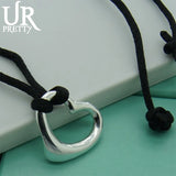 925 Sterling Silver Heart Chain Pendant Necklace Women Jewelry Gift