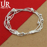 925 Sterling Silver Heart Bracelet for Women Party Charm Gift