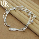 925 Sterling Silver Heart Bracelet for Women Party Charm Gift