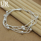 925 Sterling Silver Heart Bracelet for Women Party Charm Gift