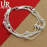 925 Sterling Silver Heart Bracelet for Women Party Charm Gift