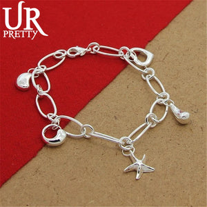 925 Sterling Silver Hand Clip Pendant Bracelets for Women