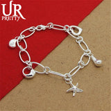 925 Sterling Silver Hand Clip Pendant Bracelets for Women