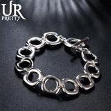 925 Silver Square Bracelet Woman Charm Wedding Jewelry