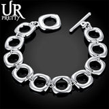 925 Silver Square Bracelet Woman Charm Wedding Jewelry
