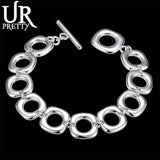 925 Silver Square Bracelet Woman Charm Wedding Jewelry