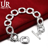 925 Silver Square Bracelet Woman Charm Wedding Jewelry