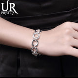 925 Silver Square Bracelet Woman Charm Wedding Jewelry