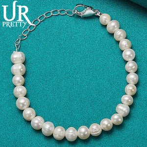 8mm Pearl Bracelet 925 Silver Buckle Wedding Charm Jewelry