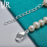 8mm Pearl Bracelet 925 Silver Buckle Wedding Charm Jewelry