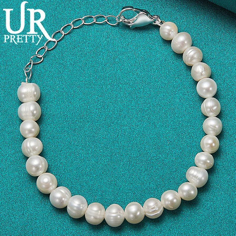 8mm Pearl Bracelet 925 Silver Buckle Wedding Charm Jewelry