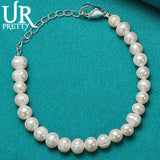 8mm Pearl Bracelet 925 Silver Buckle Wedding Charm Jewelry
