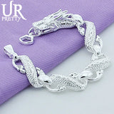 925 Silver Chinese Dragon Chain Bracelet for Men Jewelry Gift