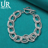 925 Sterling Silver Punk Chain Bracelet For Women