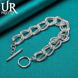 925 Sterling Silver Punk Chain Bracelet For Women