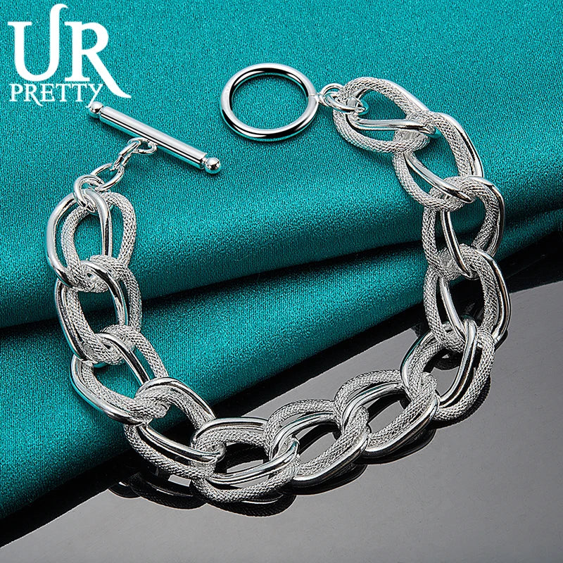 925 Sterling Silver Punk Chain Bracelet For Women