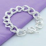 925 Sterling Silver Punk Chain Bracelet Women Charm Jewelry