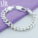 925 Silver 10mm Buckle Chain Bracelet For Men Women