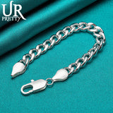 925 Silver Single Buckle Chain Bracelet 10mm