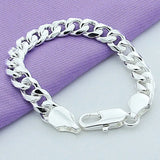 925 Silver 10mm Buckle Chain Bracelet For Men Women