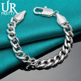 925 Silver Single Buckle Chain Bracelet 10mm