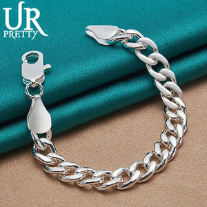 925 Silver Single Buckle Chain Bracelet 10mm