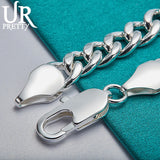 925 Silver 10mm Buckle Chain Bracelet For Men Women