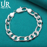 925 Silver 12mm Buckle Chain Bracelet Wedding Engagement Charm Jewelry
