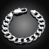 925 Silver 12mm Buckle Chain Bracelet Wedding Engagement Party Charm