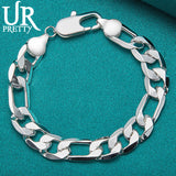 925 Silver 12mm Buckle Chain Bracelet Wedding Engagement Charm Jewelry