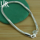 925 Silver 3mm Snake Chain Bracelet For Woman Charm Wedding Jewelry