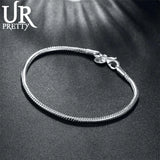 925 Silver 3mm Snake Chain Bracelet For Woman Charm Wedding Jewelry