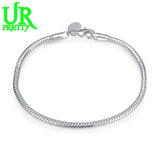 925 Silver 3mm Snake Chain Bracelet For Woman Charm Wedding Jewelry