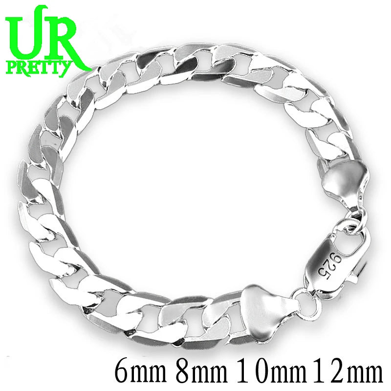 925 Silver Bracelet Sideways Silver Bracelet 6MM8MM10MM12MM