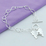 925 Sterling Silver Double Butterfly Oval OT Chain Bracelet For Women