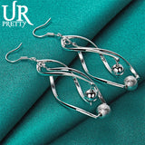 925 Silver Double Twisted Ball Drop Earring for Women Wedding Engagement