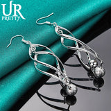 925 Silver Double Twisted Ball Drop Earring for Women Wedding Engagement